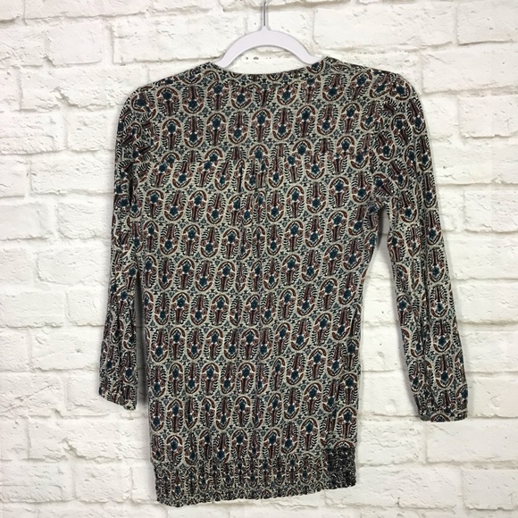 Lucky Brand Boho Smocked Popover Vneck Cotton Top - Picture 5 of 6